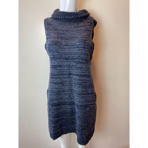 Woolrich Womens Pullover Sweater Mini Dress Turtleneck Sleeveless Blue Size S - Picture 3 of 9